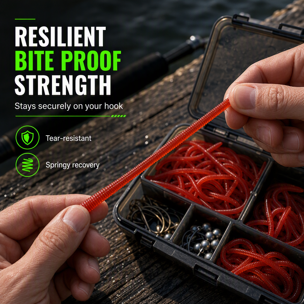⌛⏰Today Only 50% OFF!🎣🪱Soft Earthworm Lures – Catchy, Flexible & Versatile – 50/100 Pack