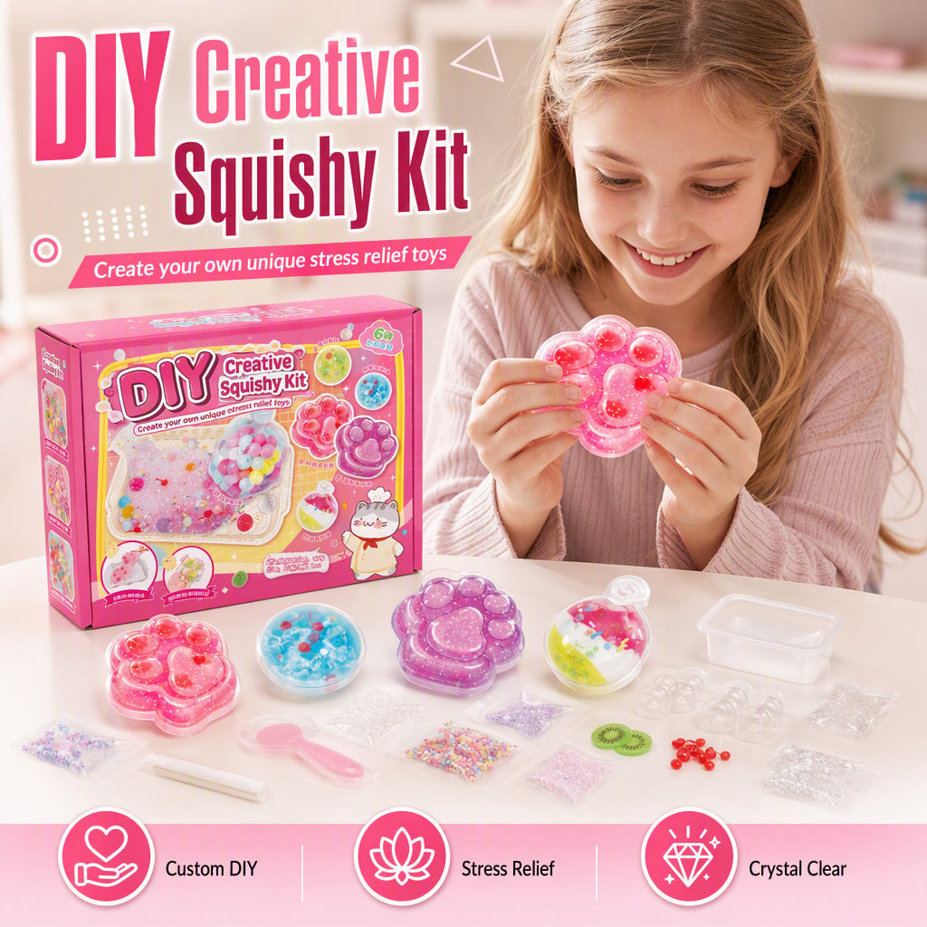DIY Fried Ice Squishy Toy Kit with Cat Claw Design for Kids-2