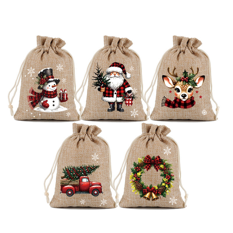 Christmas Burlap Gift Bags with Drawstring-1