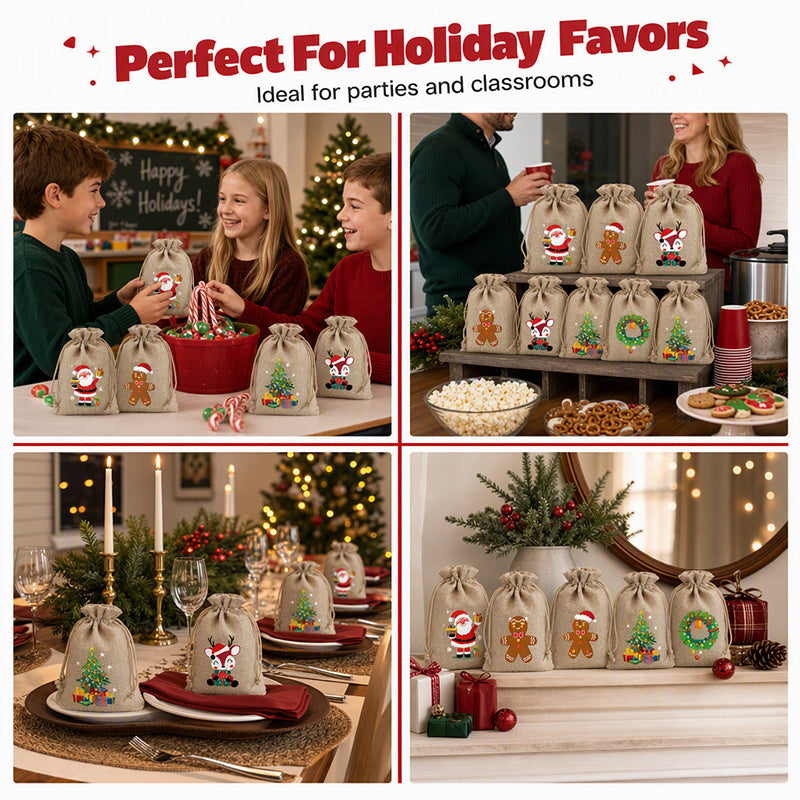 Christmas Burlap Gift Bags with Drawstring-7