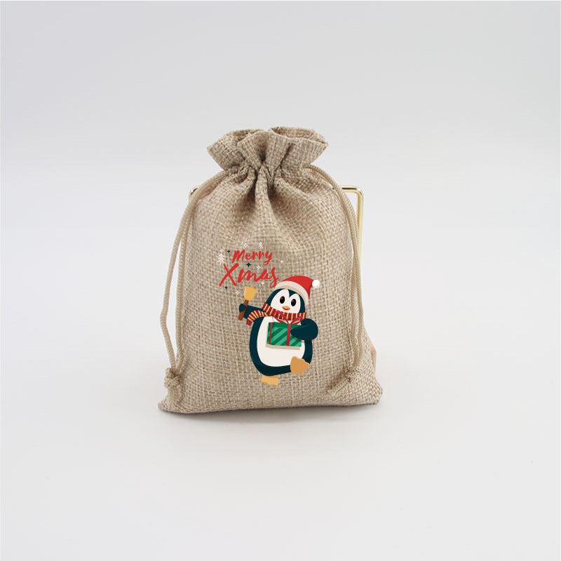 Christmas Burlap Gift Bags with Drawstring-14