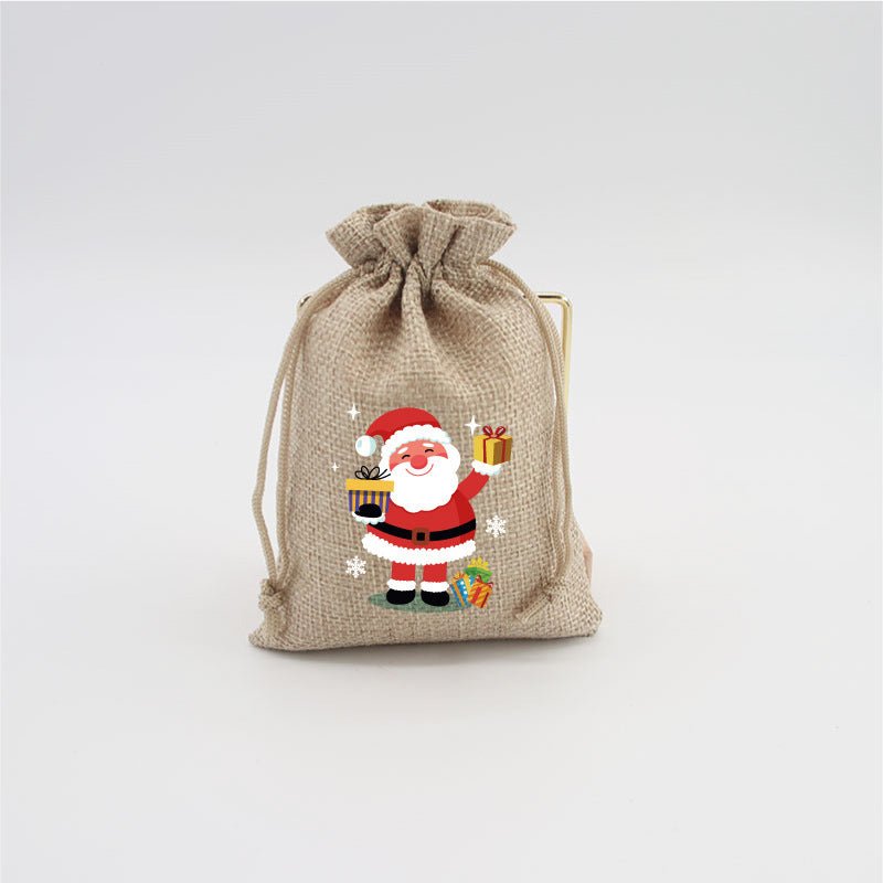 Christmas Burlap Gift Bags with Drawstring-16