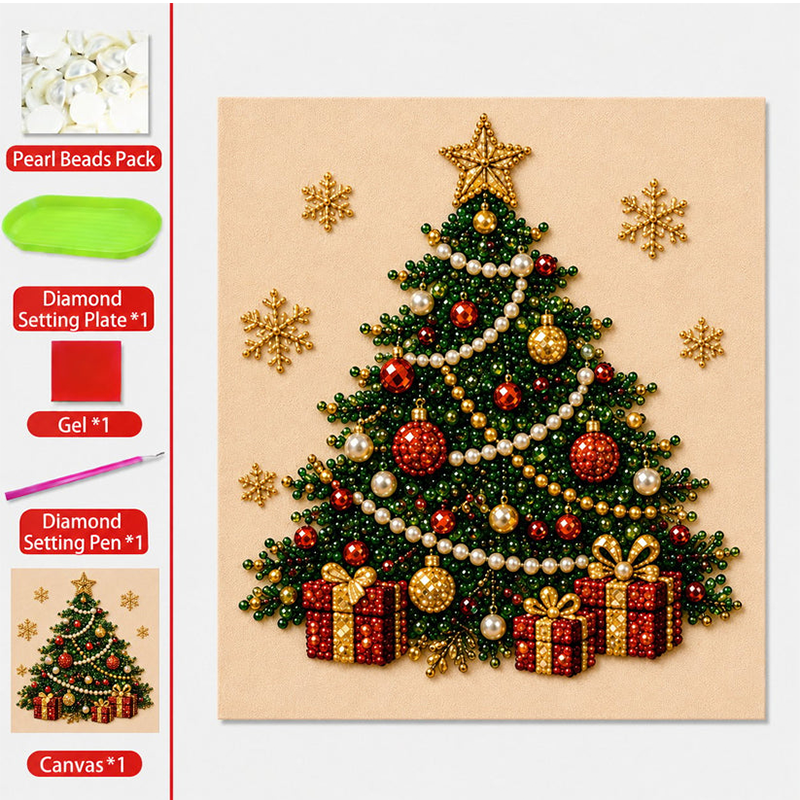 Christmas Pearl & Rhinestone Painting Kit-6