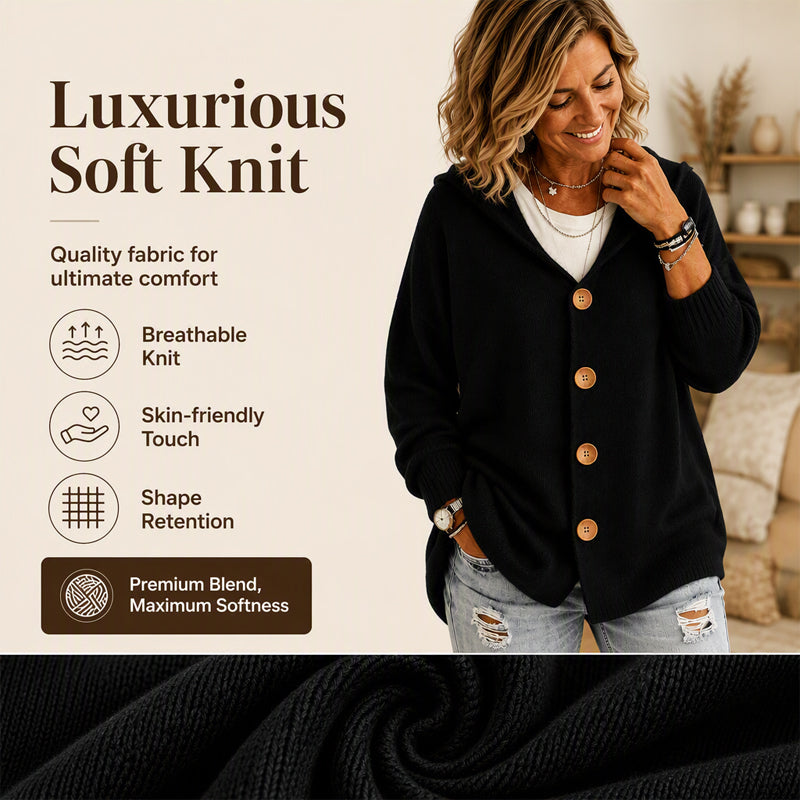 🏷️ Easy Layering | Women's Hooded Relaxed-Fit Knit Cardigan