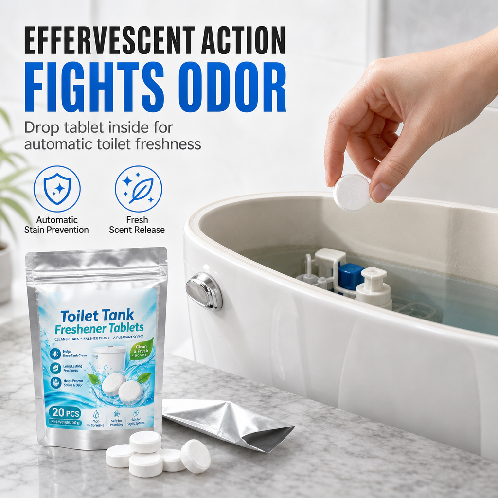 🥳2026 HOT SALE🚽✨ Toilet Tank Freshener Tablets – effervescent action fights odor, slow release cleans constantly. Gentle on plumbing! 🧼✅