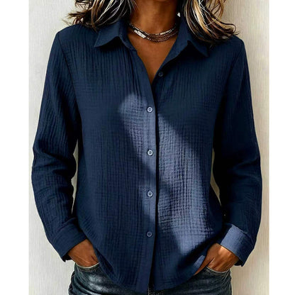 ✨ Crinkle Texture, Polished Everyday Style | Women's Button-Down Shirt