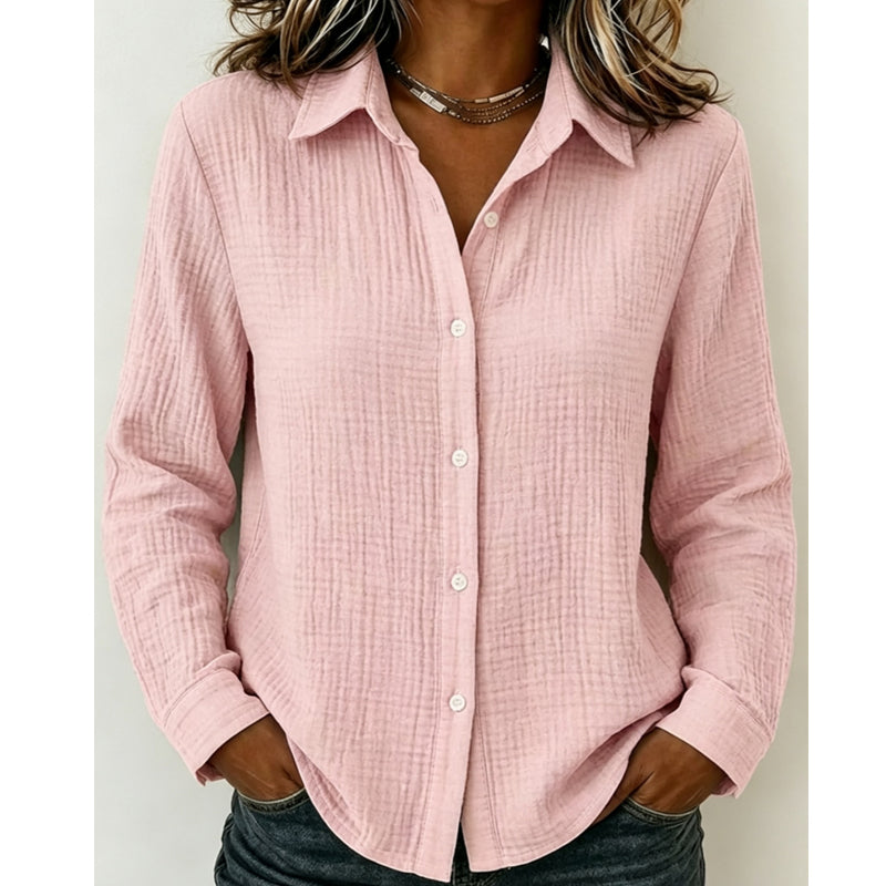 ✨ Crinkle Texture, Polished Everyday Style | Women's Button-Down Shirt