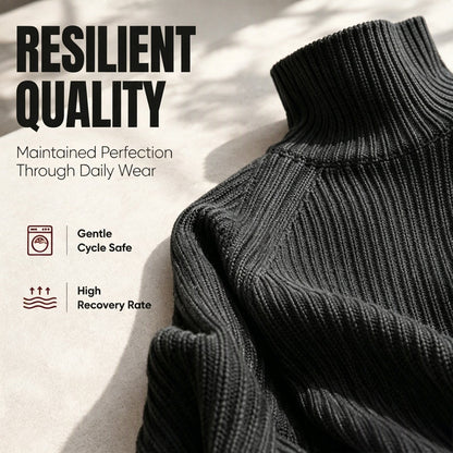🖤🖤🧶 Relaxed Shape, Polished Look🍂 Women's Turtleneck Knit Sweater Dress