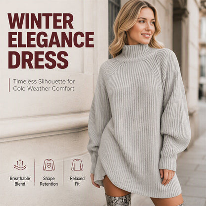 🖤🖤🧶 Relaxed Shape, Polished Look🍂 Women's Turtleneck Knit Sweater Dress