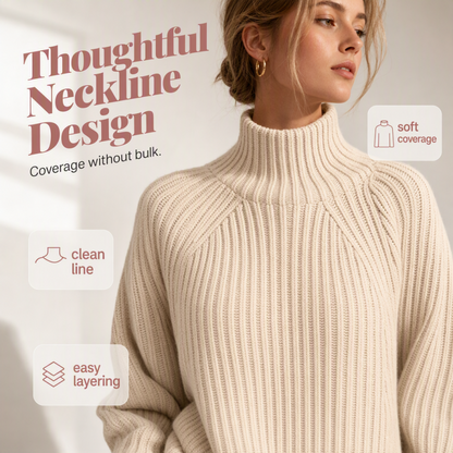 🖤🖤🧶 Relaxed Shape, Polished Look🍂 Women's Turtleneck Knit Sweater Dress