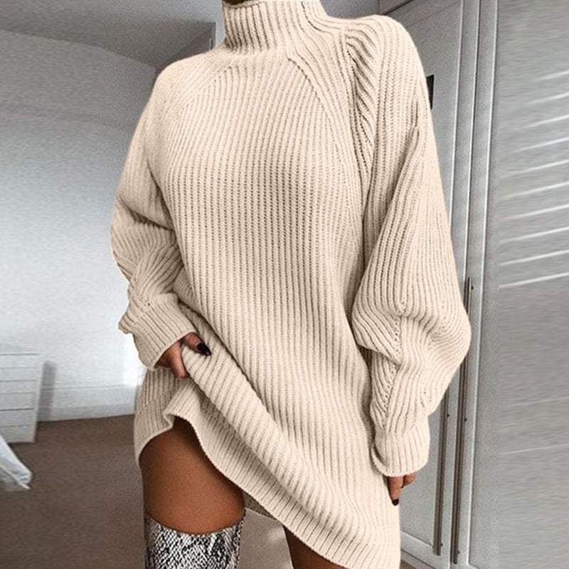 🖤🖤🧶 Relaxed Shape, Polished Look🍂 Women's Turtleneck Knit Sweater Dress