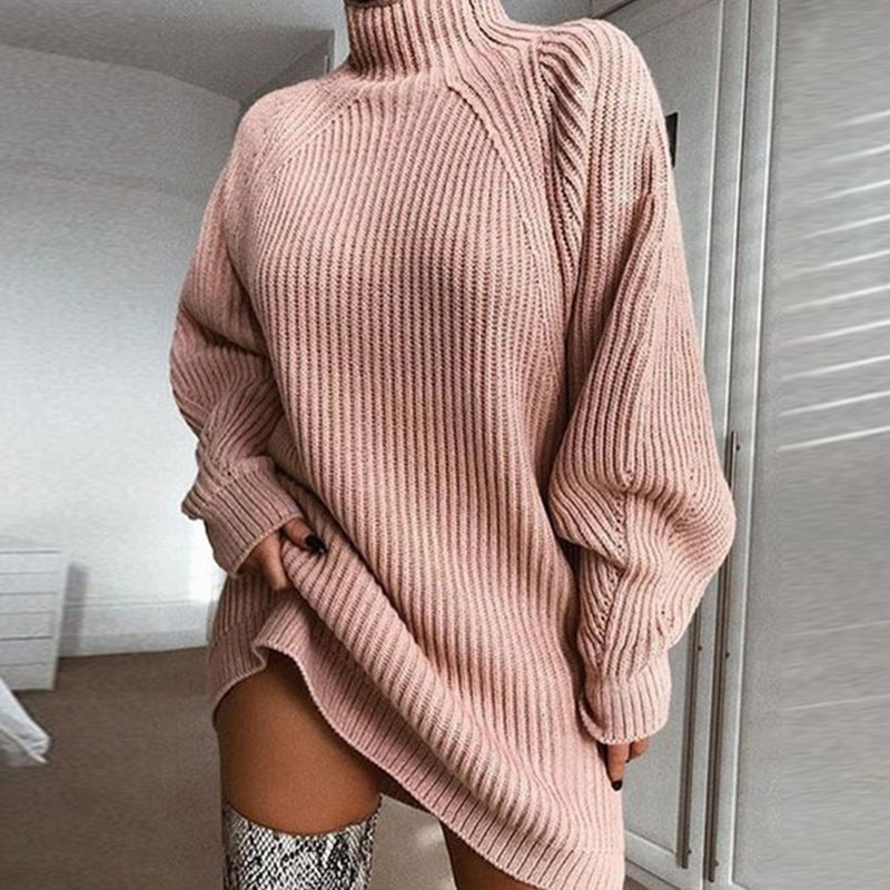 🖤🖤🧶 Relaxed Shape, Polished Look🍂 Women's Turtleneck Knit Sweater Dress