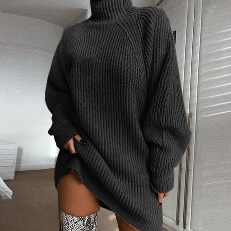 🖤🖤🧶 Relaxed Shape, Polished Look🍂 Women's Turtleneck Knit Sweater Dress