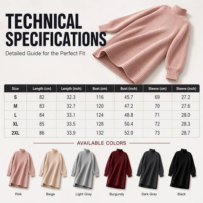 🖤🖤🧶 Relaxed Shape, Polished Look🍂 Women's Turtleneck Knit Sweater Dress