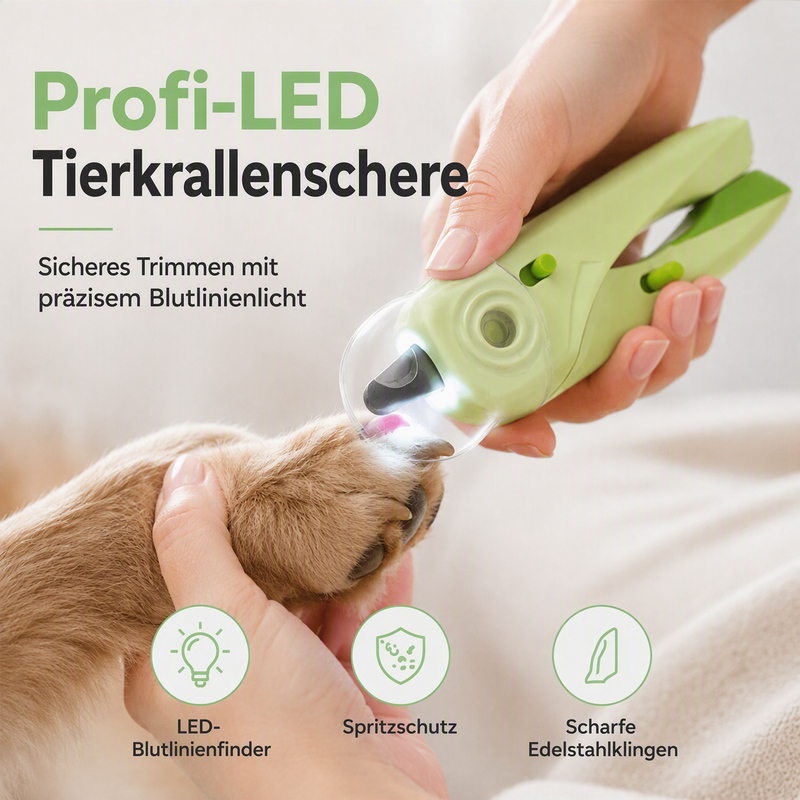 Krallenschere für Haustiere mit LED-Licht und Spritzschutz