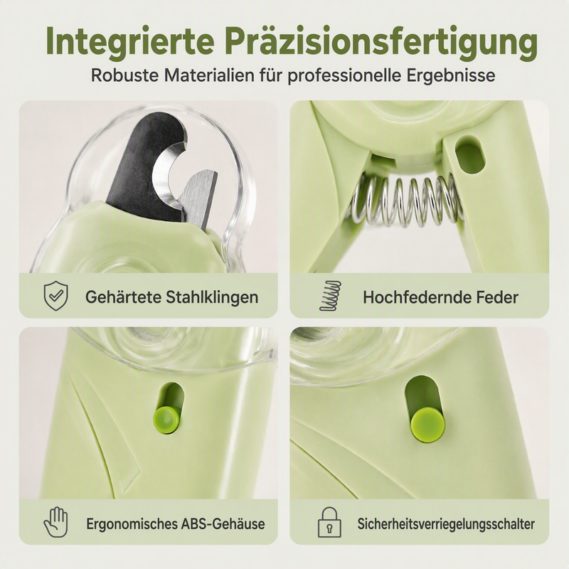 Krallenschere für Haustiere mit LED-Licht und Spritzschutz
