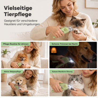 Krallenschere für Haustiere mit LED-Licht und Spritzschutz