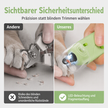 Krallenschere für Haustiere mit LED-Licht und Spritzschutz