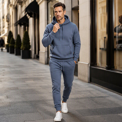 Men's Hooded Sweatshirt and Sweatpants Two-Piece Tracksuit Set