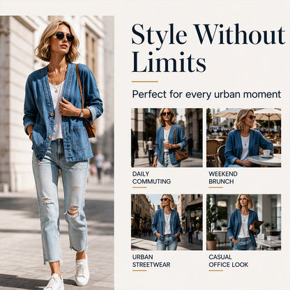 Women's Casual V-Neck Denim Cardigan