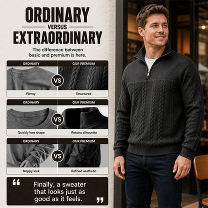 Men's Casual Jacquard Half-Zip Sweatshirt