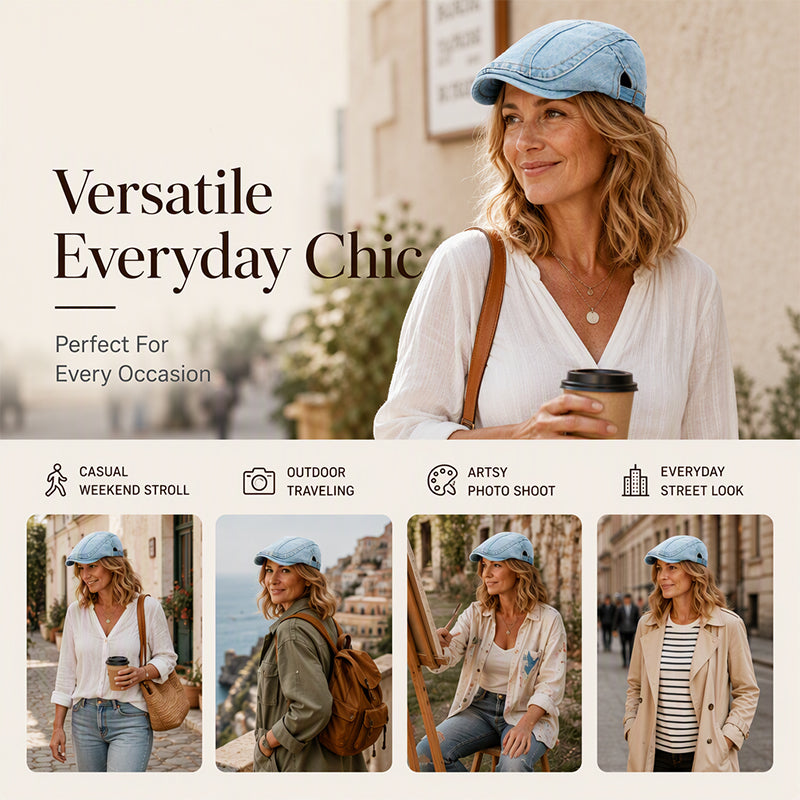 🧢Unisex Fit, Lightweight Comfort🎩 Unisex Vintage Beret Flat Cap – Lightweight Design | Perfect for Daily, Commute & Travel, Comfortable & Non-Pressing ✨