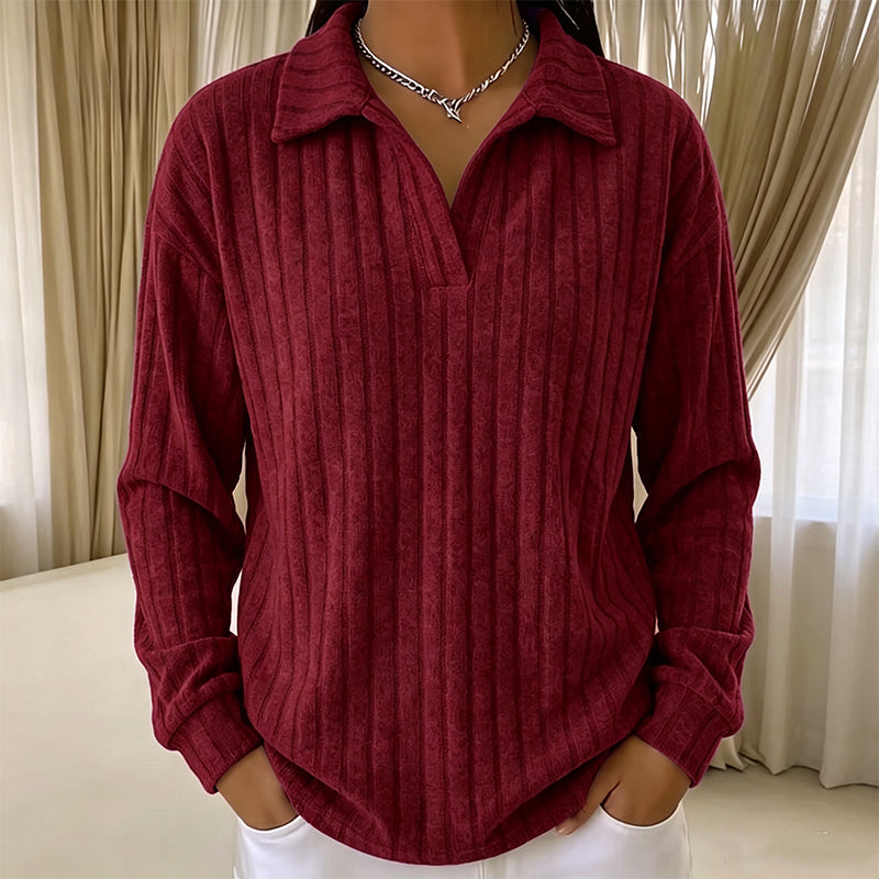 🌸Relaxed & Inclusive, Plus-Size Friendly🧶 Women's V-Neck Ribbed Knit Sweater – Loose Fit & Stretchy Ribbed Knit | Perfect for All Body Types, Comfortable & Non-Restrictive ✨