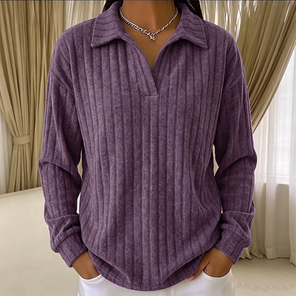 🌸Relaxed & Inclusive, Plus-Size Friendly🧶 Women's V-Neck Ribbed Knit Sweater – Loose Fit & Stretchy Ribbed Knit | Perfect for All Body Types, Comfortable & Non-Restrictive ✨