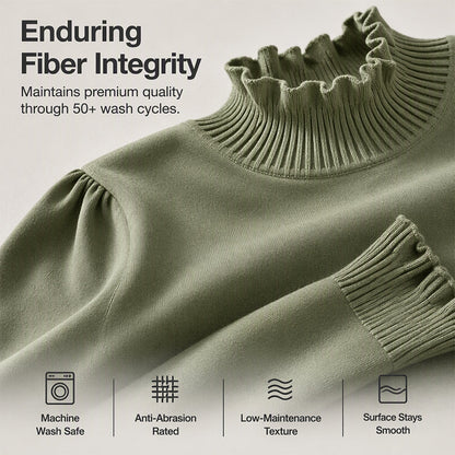 ✨Women's Casual Ruffle Mock Neck Knit Top – Soft, Feminine, Everyday Comfort
