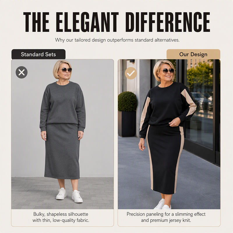 🖤🖤 ✨ Polished Two-Piece Style | Women’s Color-Block Knit Set
