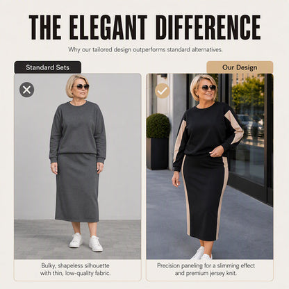 🖤🖤 ✨ Polished Two-Piece Style | Women’s Color-Block Knit Set