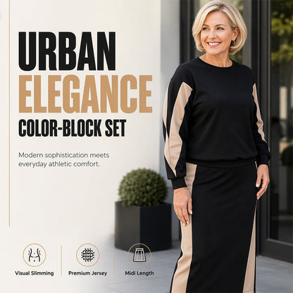 🖤🖤 ✨ Polished Two-Piece Style | Women’s Color-Block Knit Set