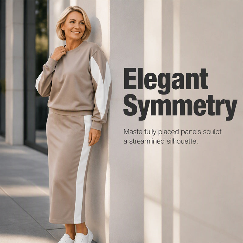 🖤🖤 ✨ Polished Two-Piece Style | Women’s Color-Block Knit Set