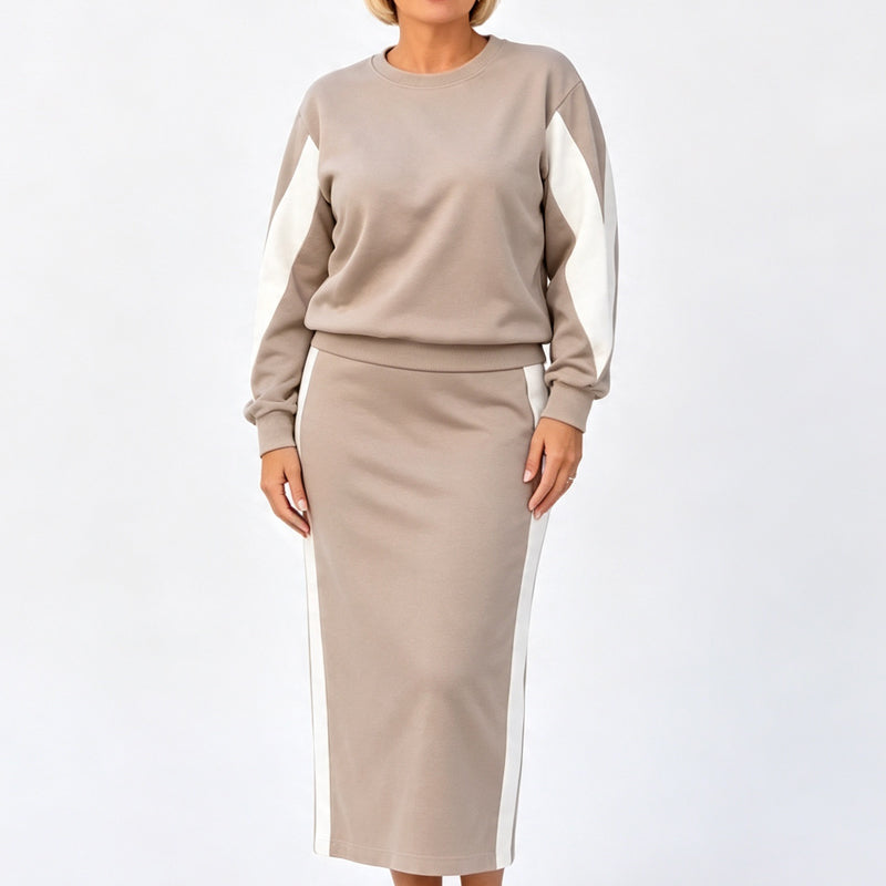 🖤🖤 ✨ Polished Two-Piece Style | Women’s Color-Block Knit Set