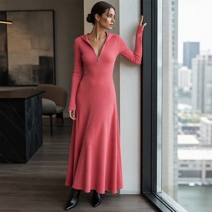 ✨Slimming & Elegant, Fashionable👗 Women's Hooded Ribbed Maxi Dress – Stretch Fit & Minimalist Design | Flattering Silhouette, Elegant Style ✨