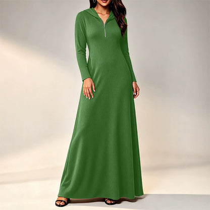 ✨Slimming & Elegant, Fashionable👗 Women's Hooded Ribbed Maxi Dress – Stretch Fit & Minimalist Design | Flattering Silhouette, Elegant Style ✨