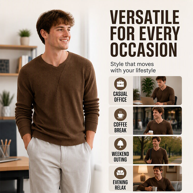 ✨Men's Casual Scoop Neck Knit Top – Soft, Breathable, Relaxed Everyday Style