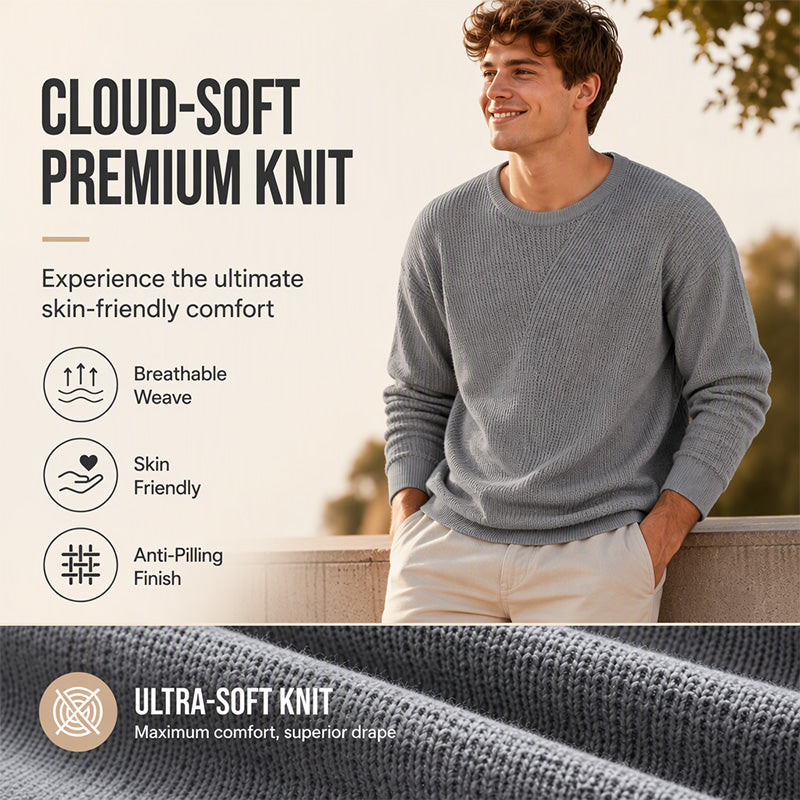 ✨Men's Casual Scoop Neck Knit Top – Soft, Breathable, Relaxed Everyday Style