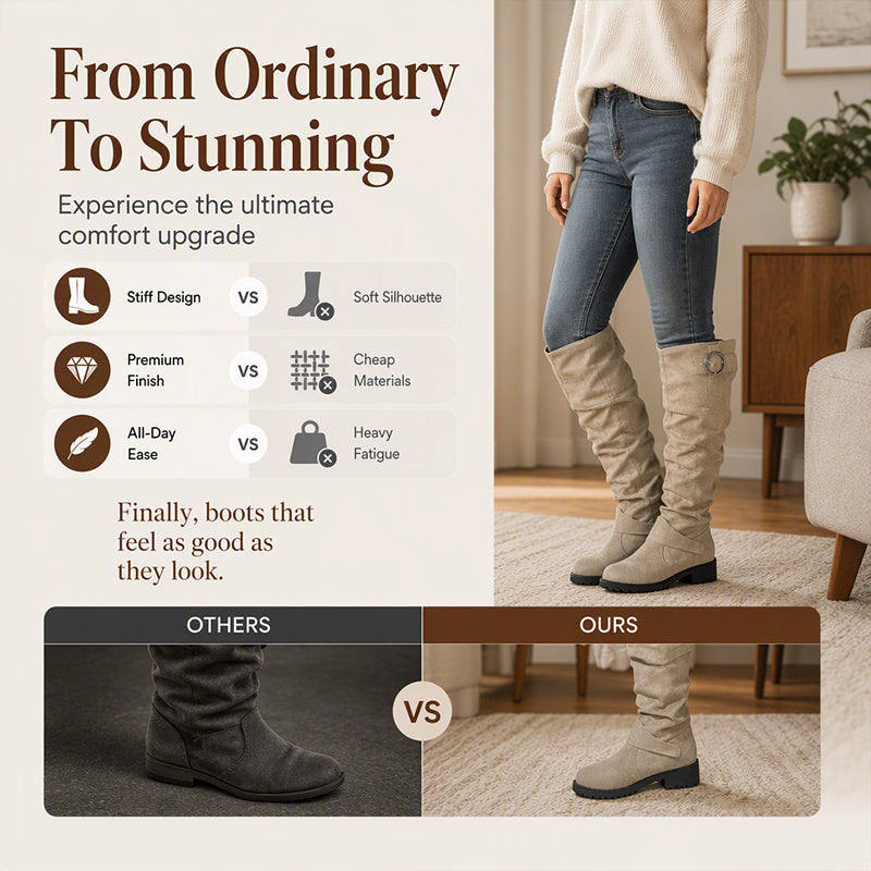 👢 Women’s relaxed-fit knee-high boots – buckle fastening + knee-high design