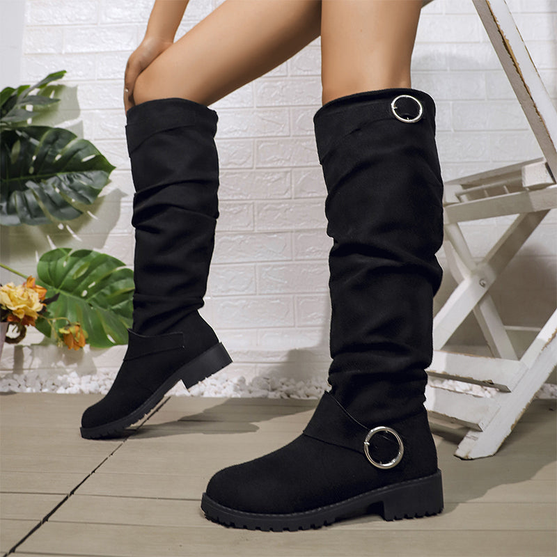 👢 Women’s relaxed-fit knee-high boots – buckle fastening + knee-high design