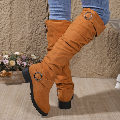 👢 Women’s relaxed-fit knee-high boots – buckle fastening + knee-high design