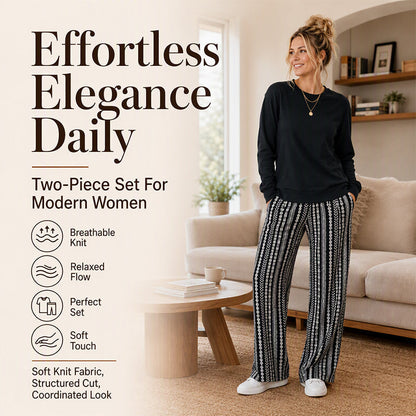 🌸💖Women's Casual Crewneck Top & Printed Pants Set
