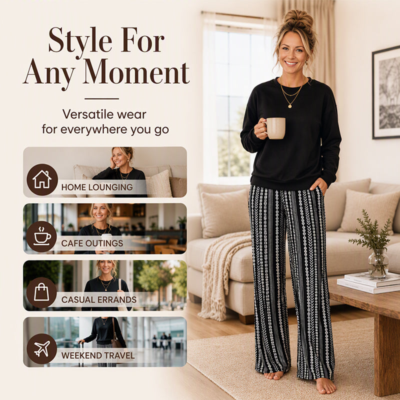🌸💖Women's Casual Crewneck Top & Printed Pants Set