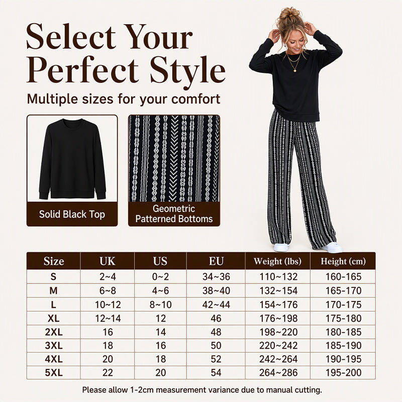 🌸💖Women's Casual Crewneck Top & Printed Pants Set