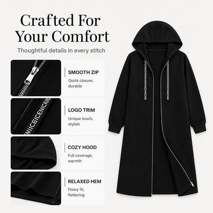 Women's Casual Longline Zip-Up Hooded Jacket ⚡
