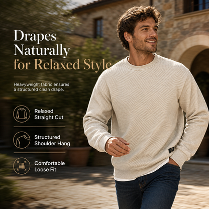 🖤🖤 Mens Long Sleeve Jacquard Crew Neck Sweatshirt Loose Fit Thickened Autumn Winter Top Plus Size