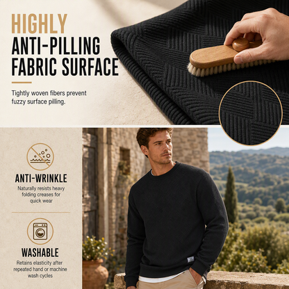 🖤🖤 Mens Long Sleeve Jacquard Crew Neck Sweatshirt Loose Fit Thickened Autumn Winter Top Plus Size