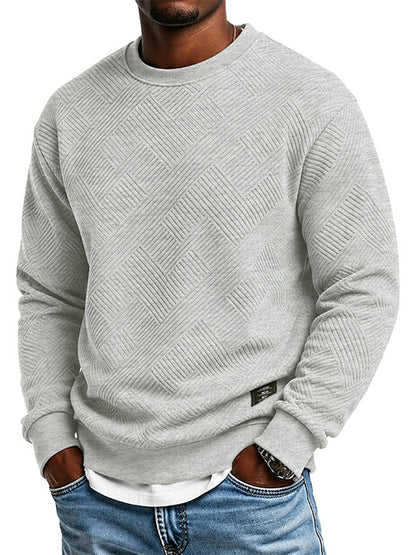 🖤🖤 Mens Long Sleeve Jacquard Crew Neck Sweatshirt Loose Fit Thickened Autumn Winter Top Plus Size