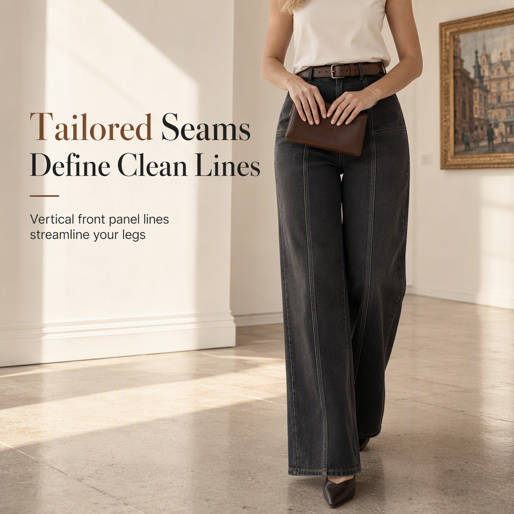 Women's High Waisted Wide Leg Denim Pants