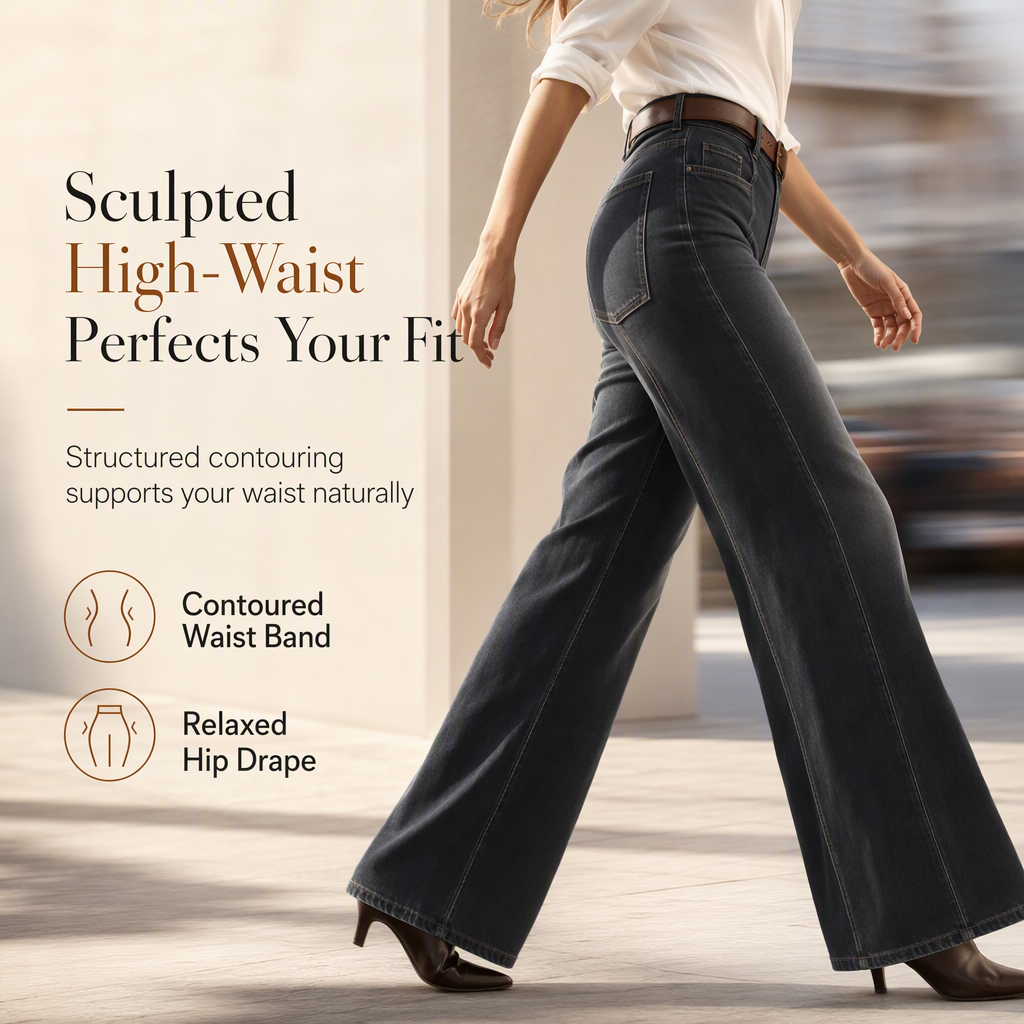 Women's High Waisted Wide Leg Denim Pants